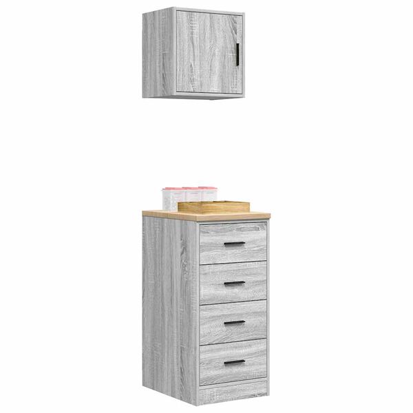 vidaXL Garagekasten 2 st bewerkt hout betongrijs