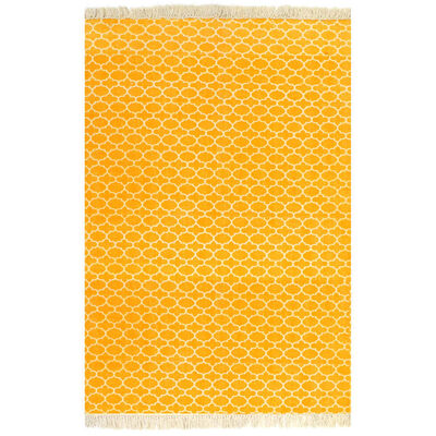 vidaXL Kelim vloerkleed met patroon 120x180 cm katoen geel
