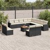 vidaXL 14-delige Loungeset met kussens poly rattan zwart