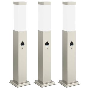 vidaXL Bolderverlichting met sensor 3 stuks 50 cm RVS IP44