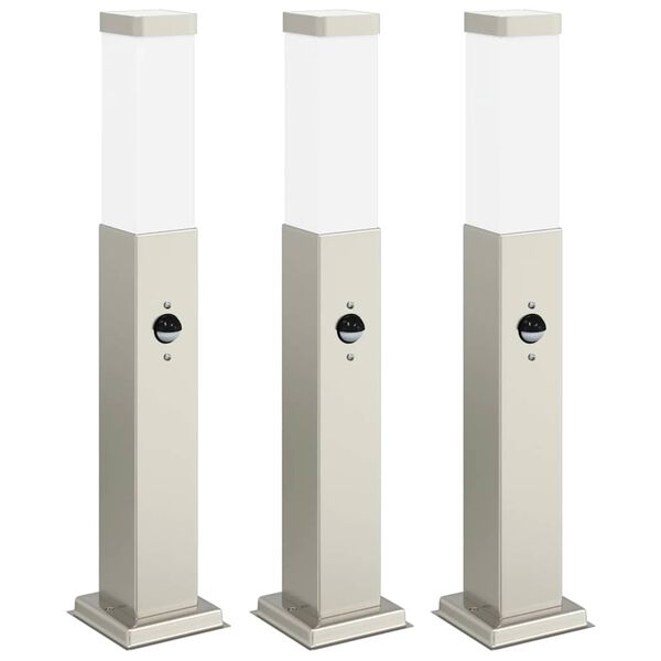 vidaXL Bolderverlichting met sensor 3 stuks 50 cm RVS IP44