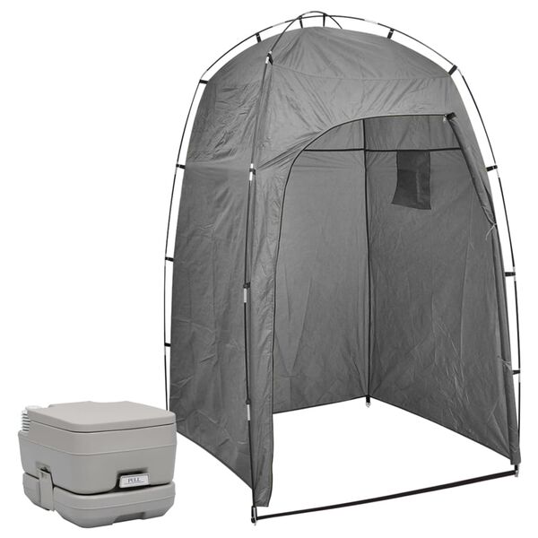 vidaXL Kampeertoilet met tent draagbaar 10 + 10 L