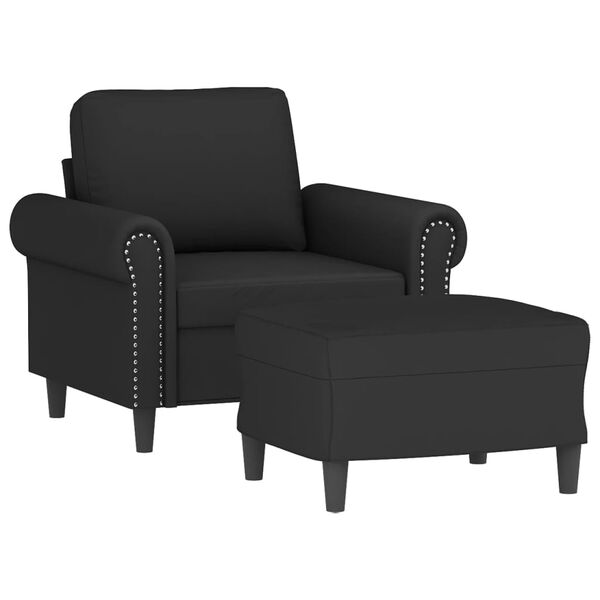 vidaXL Fauteuil met voetenbank 60 cm fluweel zwart