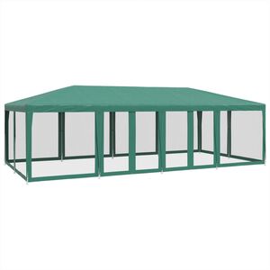 vidaXL Partytent met 12 mesh zijwanden 8x4 m HDPE groen
