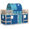 vidaXL Kinderhoogslaper met tunnel 90x190 cm massief grenenhout blauw
