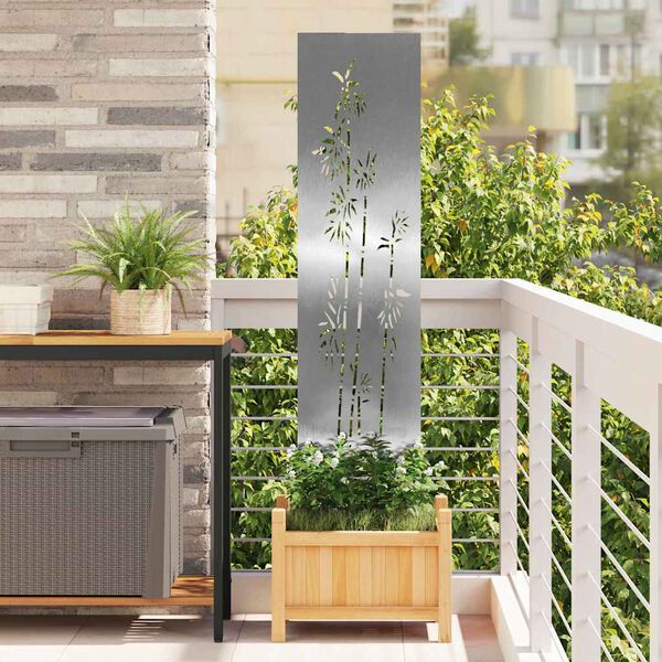 vidaXL Tuin Privacy Screen Bloemen Zilver 32 x 140 cm Roestvrij staal