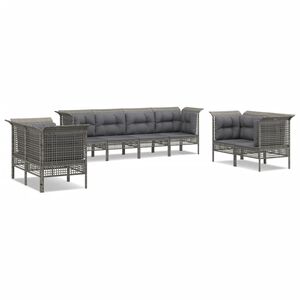 vidaXL 8-delige Loungeset met kussens poly rattan grijs