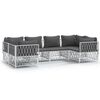 vidaXL 6-delige Loungeset met kussens staal wit
