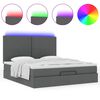 vidaXL Ottoman bed met matras en LED's 160x200cm stof donkergrijs