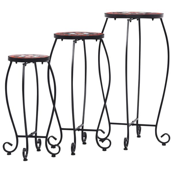 vidaXL Bijzettafels moza&iuml;ek 3 st keramiek terracottakleurig en wit