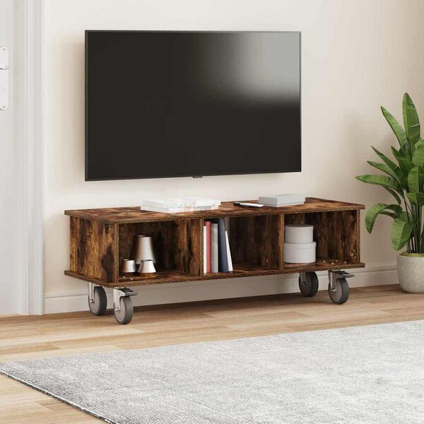 vidaXL TV-standaard Gerookt eiken 100 x 35 x 35 cm Bewerkt hout
