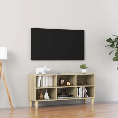 vidaXL Tv-meubel met houten poten 103,5x30x50 cm sonoma eikenkleurig