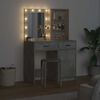 vidaXL Make-up tafel set met LED 2 pcs Beton Grijs Bewerkt hout