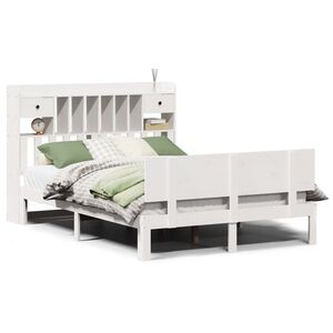 vidaXL Bed met boekenkast zonder matras grenenhout wit 140x200 cm