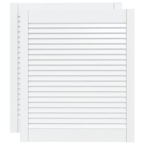 vidaXL Kastdeuren met lamellen 2 st 69x59,4 cm massief grenenhout wit