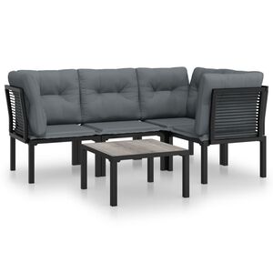 vidaXL 5-delige Loungeset poly rattan zwart en grijs