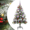vidaXL Kunstkerstboom Groen en wit 150 cm PVC en Metaal en Plastic