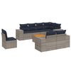 vidaXL 9-delige tuinbankset met kussens, grijs polyrotan