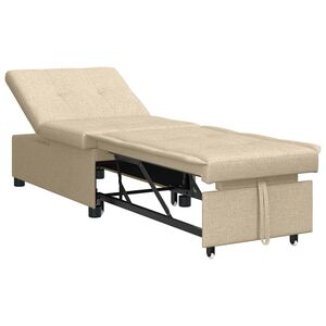 vidaXL Uittrekbare Slaapbank Cr&egrave;me 194 x 50 x 82 cm Stof