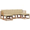 vidaXL Buiten bankenset met kussen 6 pcs Natuurlijk en Beige