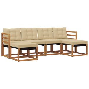 vidaXL Buiten bankenset met kussen 6 pcs Natuurlijk en Beige