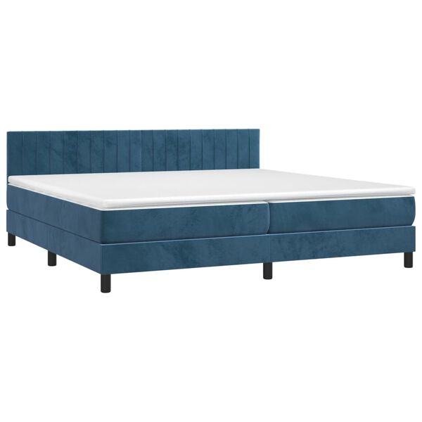 vidaXL Boxspring met matras en LED fluweel donkerblauw 200x200 cm