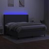 vidaXL Boxspring met matras en LED stof donkergrijs 180x200 cm
