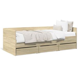 vidaXL Slaapbank met lades zonder matras 100x200cm sonoma eikenkleurig