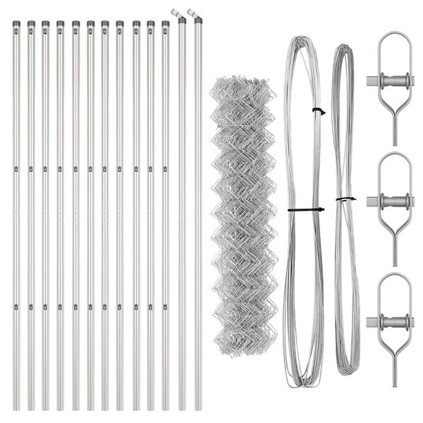 vidaXL Ketenlink Hek met Palen Zilver 1.2 x 25 m Staal