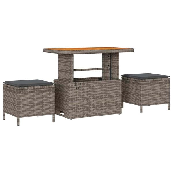 vidaXL Tuin Sofa Set met kussen met opslag 10 pcs Grijs poly rattan