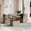 vidaXL 5-delige Loungeset met kussens poly rattan beige