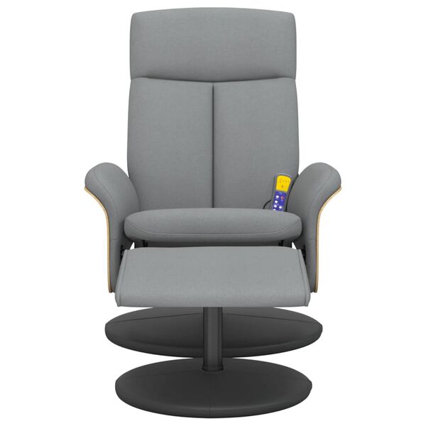 vidaXL Massagestoel verstelbaar met voetenbank stof lichtgrijs