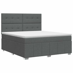 vidaXL Boxspringbed met matras Donkergrijs 140 x 190 cm Stof