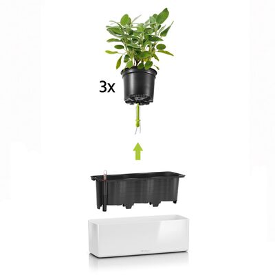 LECHUZA Plantenbak CUBE Glossy Triple ALL-IN-ONE hoogglans wit