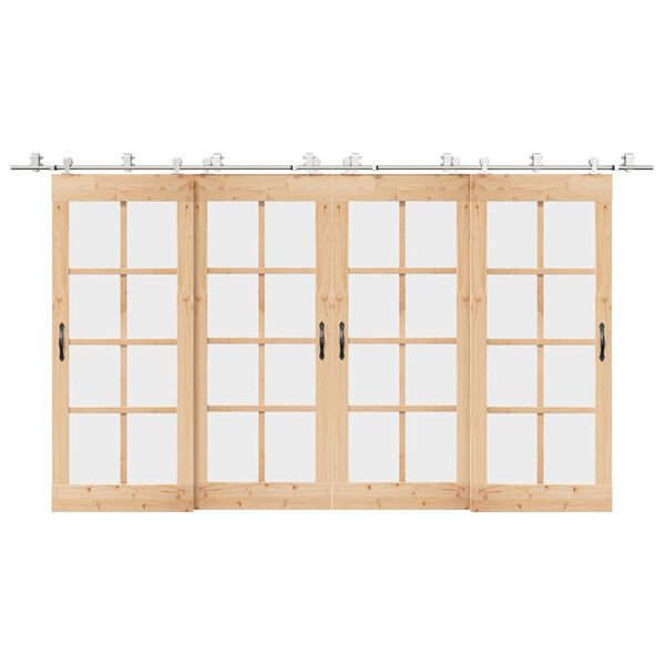 vidaXL Schuifdeur onderdelenset 400 cm roestvrij staal zilverkleurig