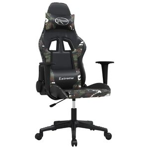 vidaXL Massage gamestoel kunstleer zwart en camouflage