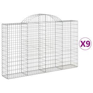 vidaXL Schanskorven 9 st gewelfd 200x30x120/140 cm ijzer