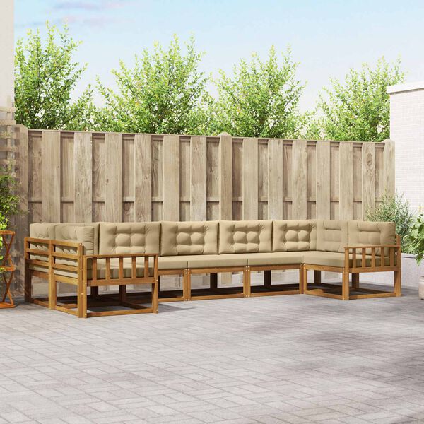 vidaXL Buiten bankenset met kussen 7 pcs Natuurlijk en Beige