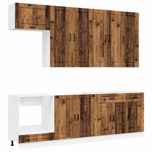 vidaXL Keukenblok PORTO 8 st Oud hout Bewerkt hout