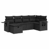 vidaXL 6-delige Loungeset met kussens poly rattan zwart