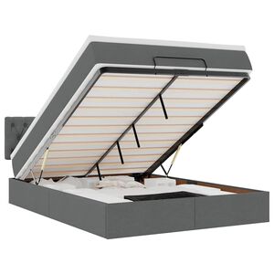 vidaXL Bed met matras 140x190 cm stof donkergrijs