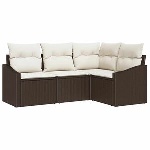 vidaXL Tuinbankenset 4 st Bruin en wit poly rattan
