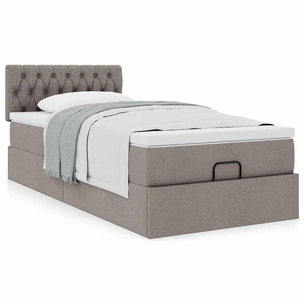 vidaXL Bed met matras 90x200 cm stof taupe