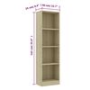 vidaXL Boekenkast met 4 schappen 40x24x142 cm bewerkt hout sonoma eik