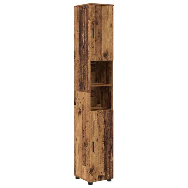 vidaXL Badkamer Kast Oud Hout 30 x 35 x 192 cm Bewerkt hout & Metaal