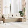vidaXL Tuin Sofa Set met kussen met opslag 5 pcs Beige Poly riet
