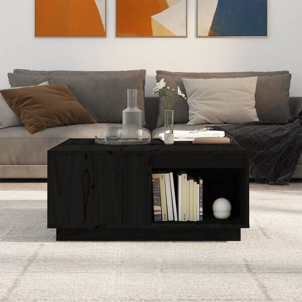 vidaXL Salontafel 80x81x36,5 cm massief grenenhout zwart
