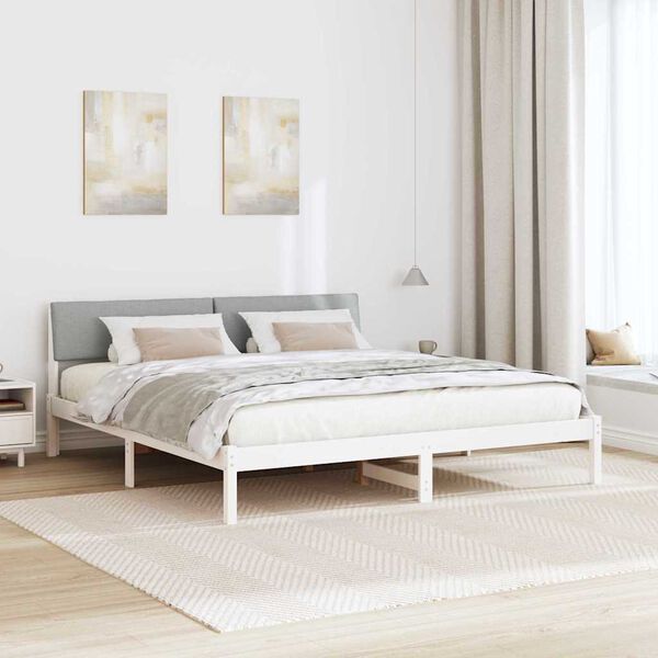 vidaXL Bedframe Wit en lichtgrijs 180 x 200 cm Massief grenenhout