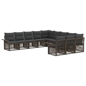 vidaXL Tuinbankenset 11 st 11-zits Grijs poly rattan