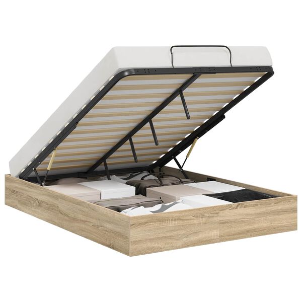 vidaXL Ottoman Bedframe met opslag Sonoma Eiken 193 x 120 x 25 cm